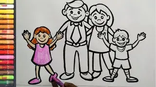 family drawing easy,how to draw happy family easy drawing,happy family cartoon drawing,