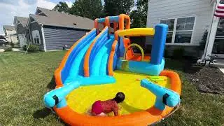 JOYLDIAS Inflatable Water Slide Bounce House Double Slide Bouncer Castle w/Splash Pool
