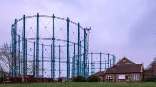 Sunset over the Bell Green Gas Holders