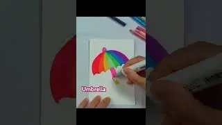 ASMR ART, #Umbrella, #U, #merrychristmas, #color, #painting, #Crayons #ASMR #ART #Alphabet