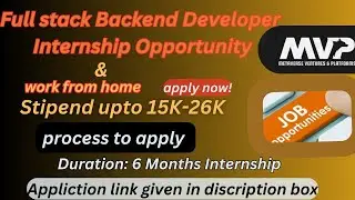 Full stack web Developer internship ||work from home internship|| Backend developer || Internship