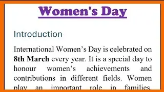 Women&rsquo;s Day Essay in English 250 World with Introduction Conclusion or Headings