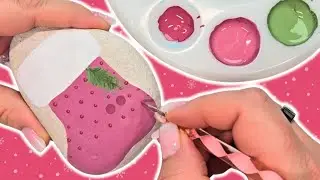 🎄Rustic Christmas Stocking Rock Painting Idea