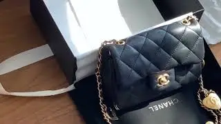Chanel 22B Mini Flap Bag with Heart Charms Chain Strap | First Impressions