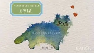 [ Watercolor Doodle ] - How to paint a fuzzy cute cat in watercolor using wet-on-wet technique