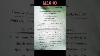 MEG -03 / MEG-3 / IGNOU / DECEMBER 2024 question paper / #ignou #english
