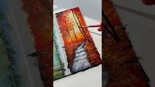 Autumn River Flow Painting 🍁🍂🎨 #art #autumn #acrylicpainting