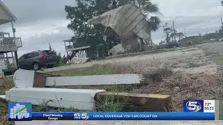 Storm blows roof into trees on Dauphin Island