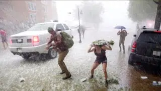 Footage of the Wild Storm in London today: Heavy rain and hail rages in the UK