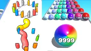 Gummy Worm Go vs Ball Merge 2048 - MAX LEVEL Gameplay Walkthrough (Android,iOS)  NEW UPDATE