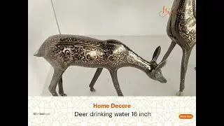 Brass Deer in Drinking Pose &ndash; 16-Inch Handcrafted Accent by JKArtistic