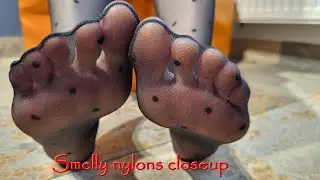 Smelly pantyhose feet | Closeup | Toes and Soles | Feet modeling |