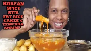 TEMPURA SHRIMP & SPICY RICE CAKE|EAT WITH ME