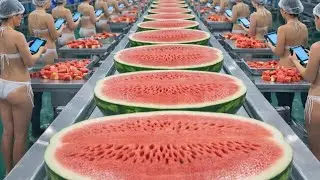 Inside a Modern Watermelon Processing Plant From Whole Melons to Sweet Red Juice Full Process