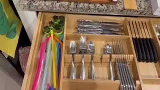 Landmok Bamboo Silverware Drawer Organizer &ndash;17.7-29.5 Inch Expandable Large Kitchen Drawer Organizer