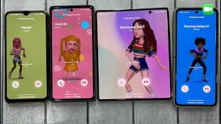 Cool Dancing Emojis on all Samsungs at once Incoming Call Samsung Galaxy Not20 vs Z Flip4 v z fold3