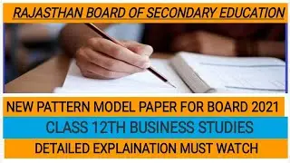 |RBSE|12TH COMMERCE BUSINESS STUDIES NEW PATTERN MODEL PAPER BOARD 2020-2021|ENGLISH/HINDI MEDIUM
