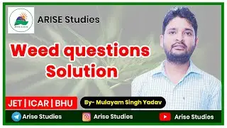 Weed questions solution | Jet most question | Agriculture online classes | BHU |ICAR| by Mulayam Sir