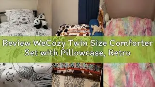Review WeCozy Twin Size Comforter Set with Pillowcase, Retro 70S Funny Hippie Psychedelic Soft 2 Pcs