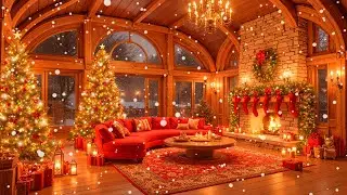 Warm Christmas Hearthside 🔥 Gentle Holiday Melodies for Focus 📚 Snowy Window View Ambience