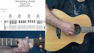 Strumming chords down brush strokes