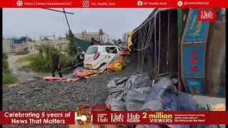 Clinker truck overturns on car in Jowai, injuring two and causing massive traffic jam