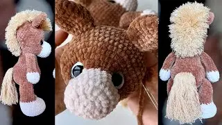 Вяжем лошадку крючком из плюшевой пряжи // мастер-класс // часть 2