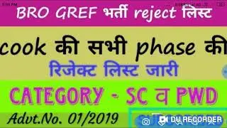 BRO GREF COOK Rejected list/ All phase SC and PWD category Rejected list jari