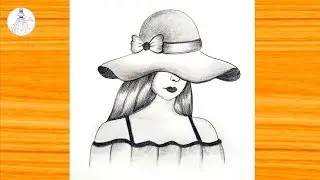 How to draw a girl with hat|girl wearing hat on head|how to draw a beautiful girl