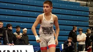 U13 Farid Agayev (AZE) vs Narek Mrktchyan (ARM) 41kg. Greco-roman boys youth wrestling. B-cam-man