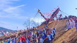 2010年 信州 諏訪の御柱大祭２  上社本宮三之御柱御柱祭 　山出し 三日目　木落し　Onbashira Festival