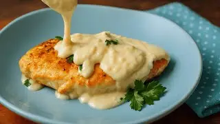 Frango crocante ao molho cremoso de alho e queijo  Receita Simples!