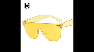 Shauna flat top candy color integrated lens women goggle sunglasses nail decoration men rimless