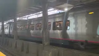 (4K 2160p60) Acela Train 2255 arriving at Newark Penn w/Power Car #2019 leading - ALC-42 #317 Prod.