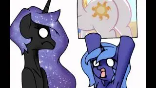 Hilarious Princess Luna Holding Princess Celestia's Butt up in a Poster!