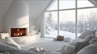 Cozy Winter Cabin Ambience ❄️ Piano Music, Snowfall, Fireplace Vibes  Relax, Study, Sleep