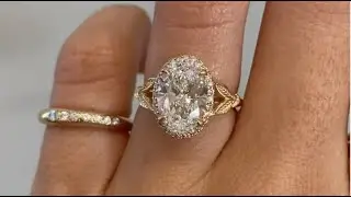 Tatiana - Elegant Yellow Gold Leaf Detailed 2.50ct Oval Diamond Engagement Ring