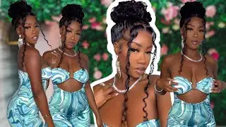 #THE TASTEMAKER Review Amanda Hair |Curly Messy Up Do Tutorial With A 360 Water Wave Lace Wig