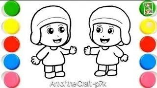 How to Draw a cute Pocoyo Friends | Drawing, Painting & Coloring For Kids and Toddlers_ Kids Art