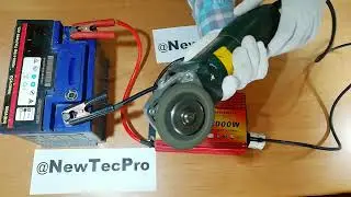 Turning on the drill and angle grinder with a car power inverter 12V DC to 110V and 220V AC