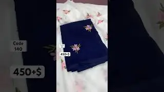 Georgette saree with floral embroidery work butti with Running blouse