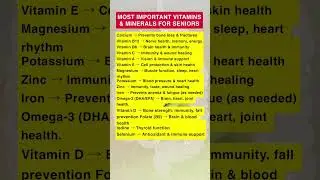 Most Important Vitamins and Minerals for Seniors (Healthy Aging Guide) #aginglife #agewell #aging