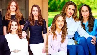 Queen Rania Of Jordan With Sweet and Young Daughters Princess Iman & Princess Salma Happiest Moments