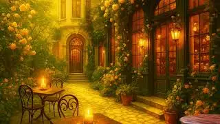 Spring Secret Garden Caf&eacute; Jazz | Cozy Outdoor Caf&eacute; Ambience with Candles & Beautiful Flowers