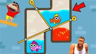 SHINCHAN and CHOP Saving FISH from EVIL SHARK | NOOB vs PRO vs HACKER In SAVE THE FISH | AMAAN-T