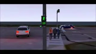 Animation roads with traffic pedestrian lights and countdown timers