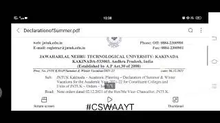 JNTUK Summer and winter vacations academic calendar 2021-2022 | JNTUK VACATIONS UPDATES