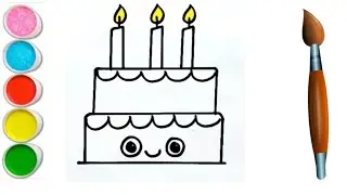 Cake drawing for beginners | How to draw birthday cake | Coloring Painting | Toddlers #cake 