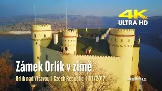Zámek Orlík pod sněhem z dronu 2017 | Orlická přehrada | DJI Mavic Pro | 4K UHD