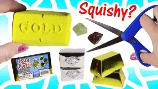 Cutting OPEN Squishy Gold & Diamond Dig It BARS! Whats INSIDE? Real Gold or DIAMONDS? FUN